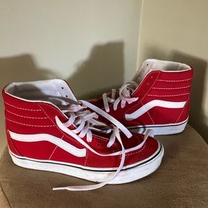 Vans Red Off The Wall Sk8-Hi, Size Women’s 7!!!